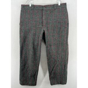 JOHNSON WOOLEN MILLS Pants Men 42x27 Plaid Wool Felted Gray Hunting USA Vtg